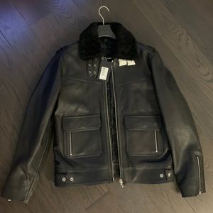 The Kooples lamb leather and sheep fur jacket
